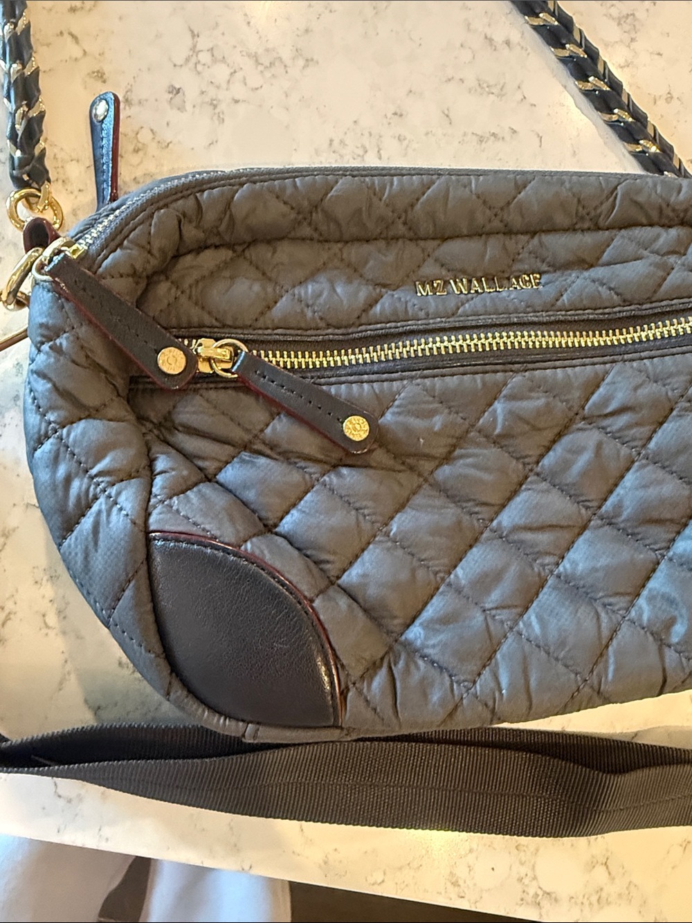 MZ Wallace Quilted Crossbody Bag in Black with Gold Hardware - Picture 2 of 8